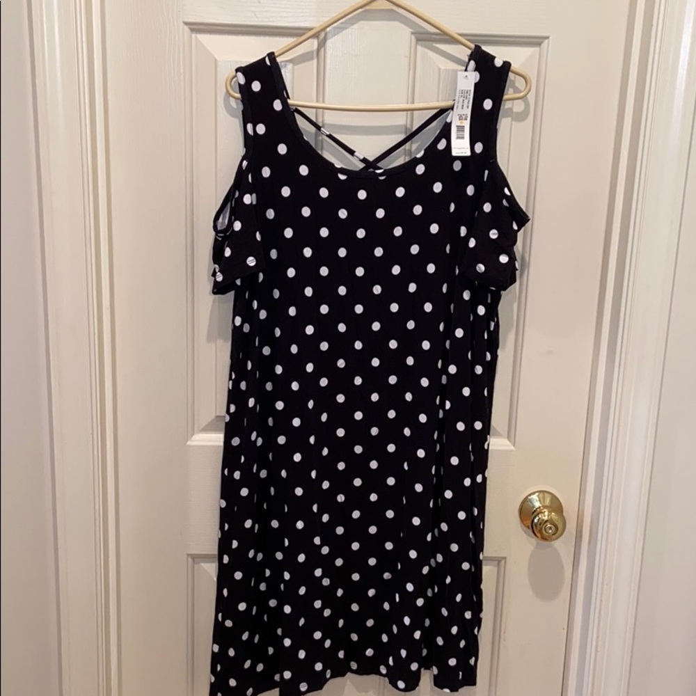 Cold shoulder polka dot dress